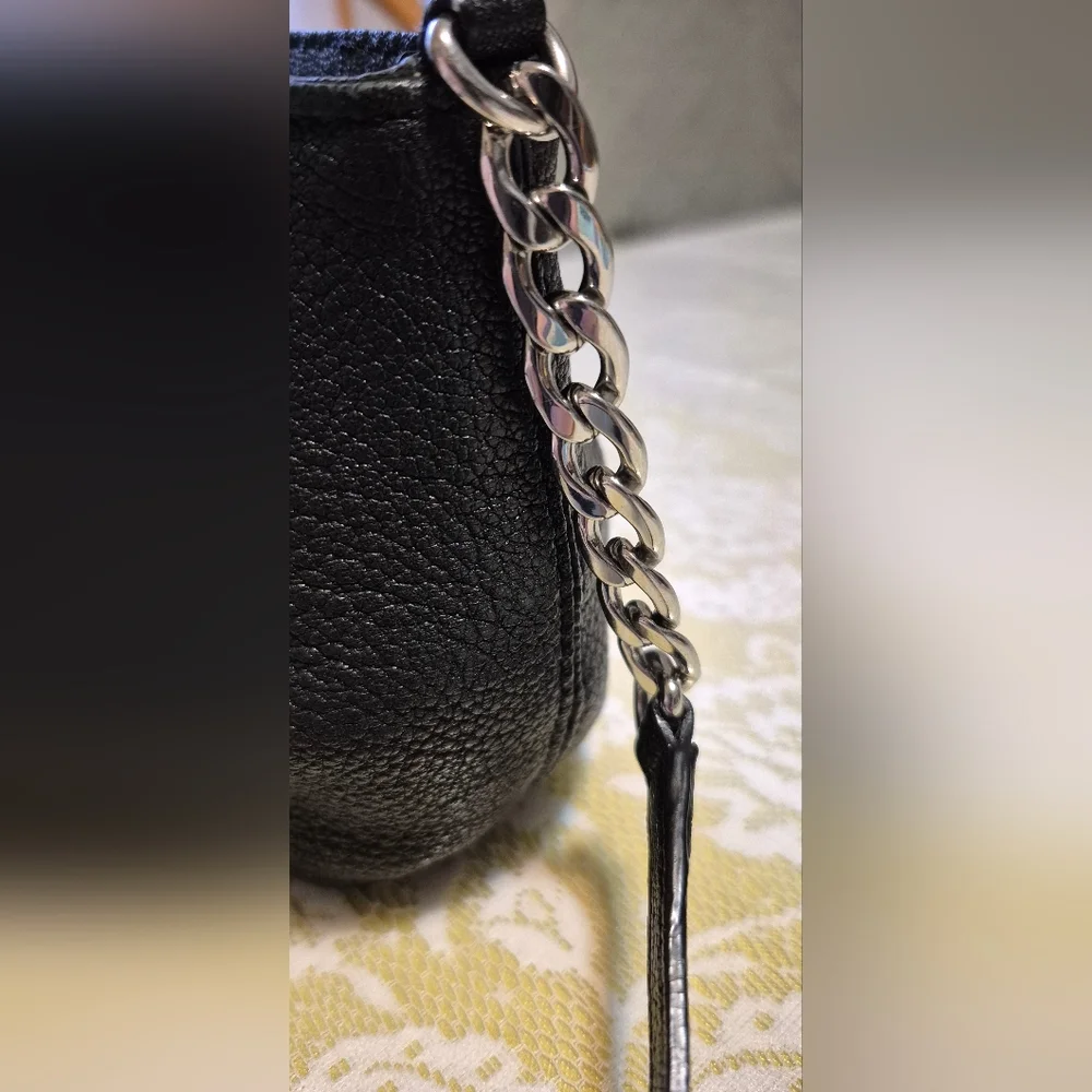 Michael Kors Black Pebbled Leather Handbag with Silver MK Charm - Picture 3 of 9